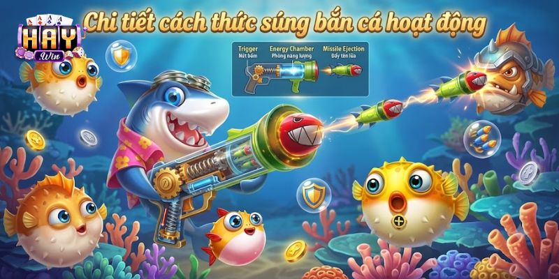 Người chơi nâng cấp súng bắn cá để gia tăng sát thương